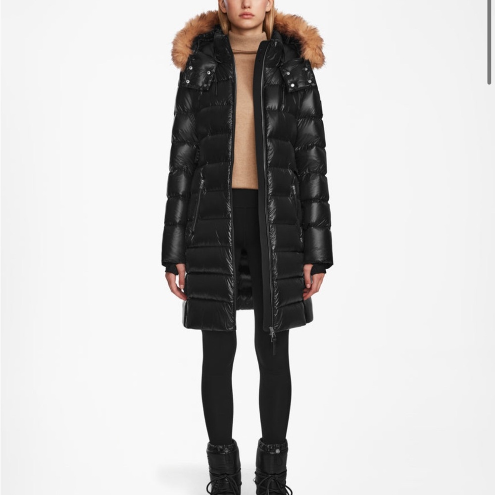 Brand New RUDSAK Lilith Women's Glossy Black Quilted Down Puffer with Faux Fur - Picture 5 of 10